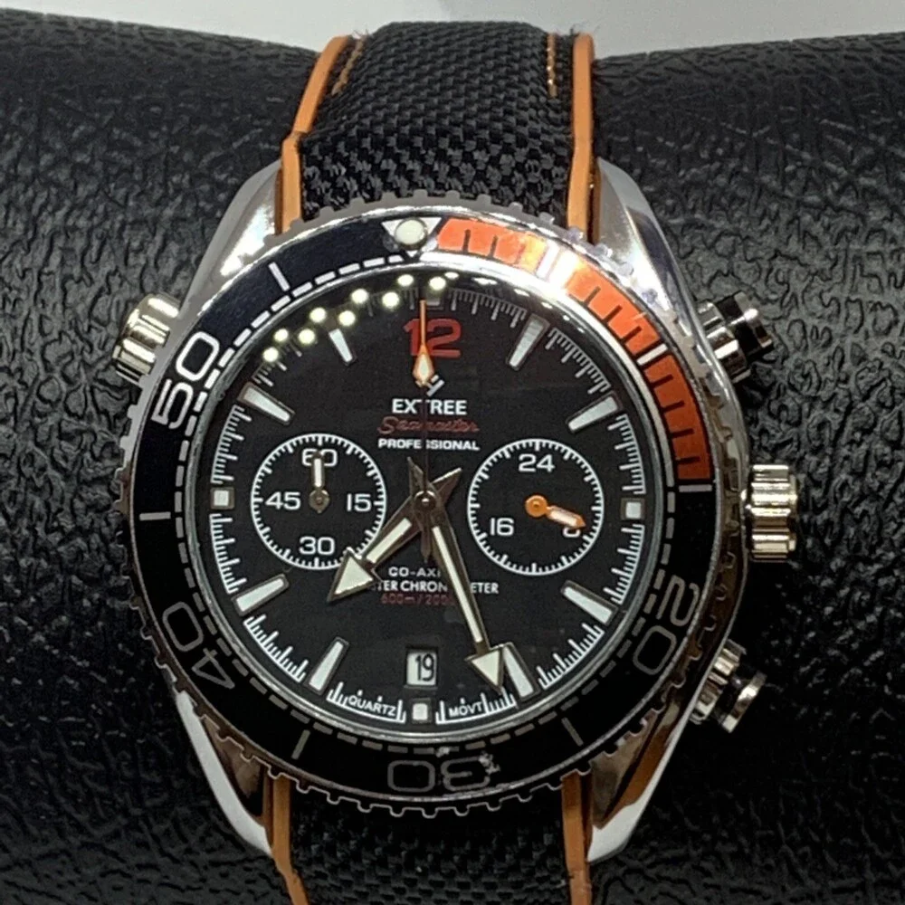 Extree 1913 Men's Black Band Analog Black Dial Quartz Genuine Wrist Watch Ga134
